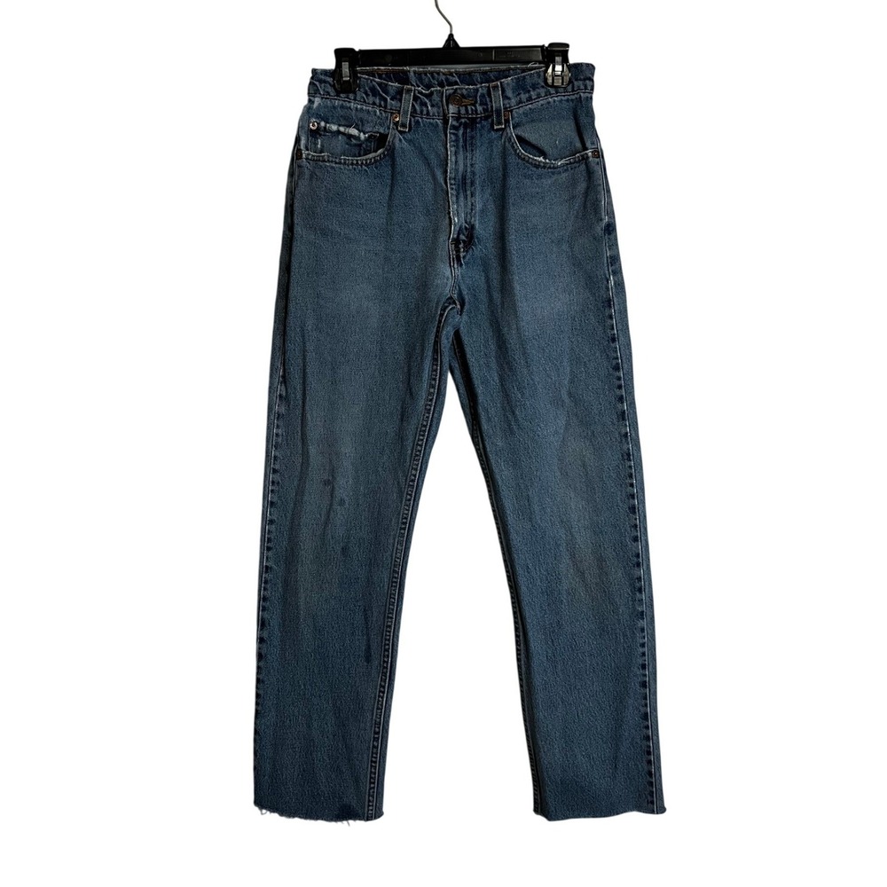 Levis 505 Regular Fit Straight Leg Jeans Medium Wash Raw Hem Vintage 31x34